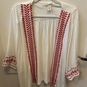 Style & Co. White cover all w/red embroidery